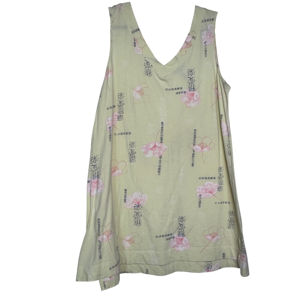 Soma Women Sage Green Floral Kanji Cotton Blend V-Neck Sleepwear Chemise Size 3